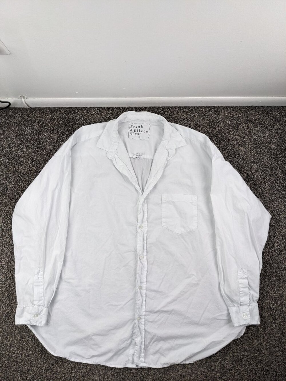 Frank & Eileen Shirley Shirt Women's XL White Long Sleeve Oversized *Flaw